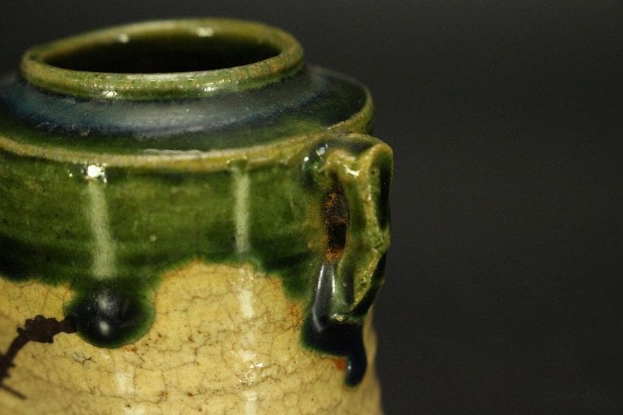 茶道具 青織部 時代 茶入 良蓋(A772)