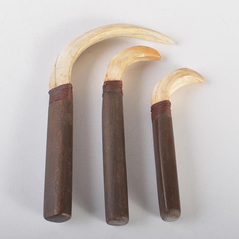 古民芸　イノシシ　猪牙　ちょき　根付　三点　検石見根付　V　6606