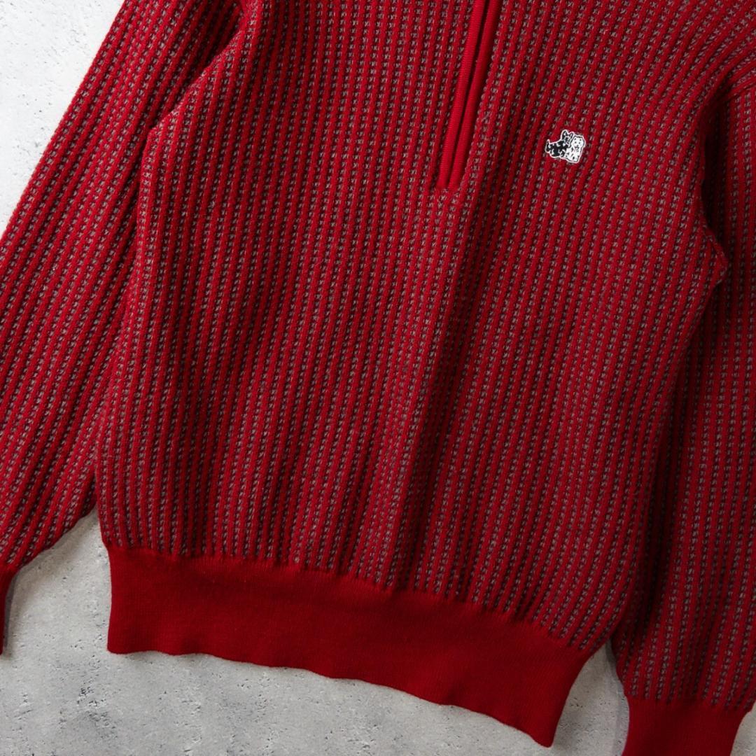 ブラック&ホワイト 裏地付き ハーフジップ ニット セーター メンズ M ゴルフ