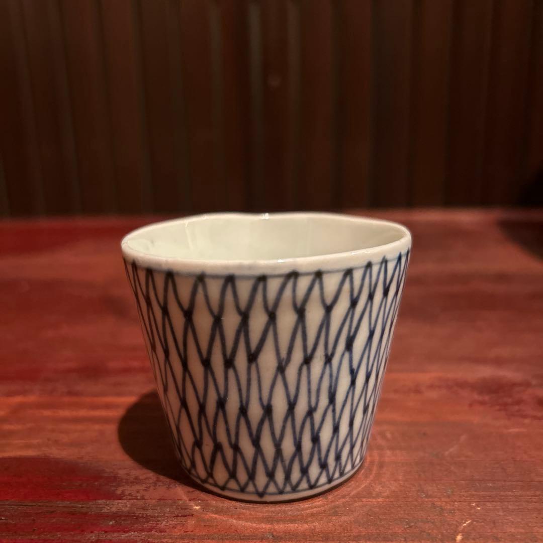 古伊万里染付　網目　猪口　江戸中期