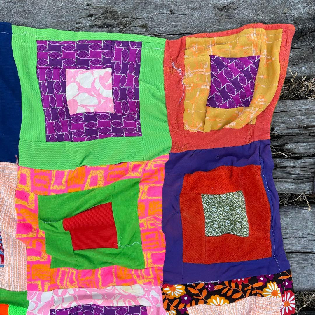 【USA vintage】サイケデリック パッチワーク キルト 布 生地