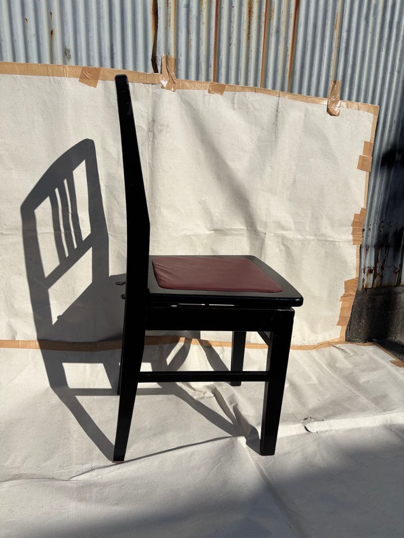 背もたれ付きピアノ椅子　足部フェルト付き　比較的きれい　NT