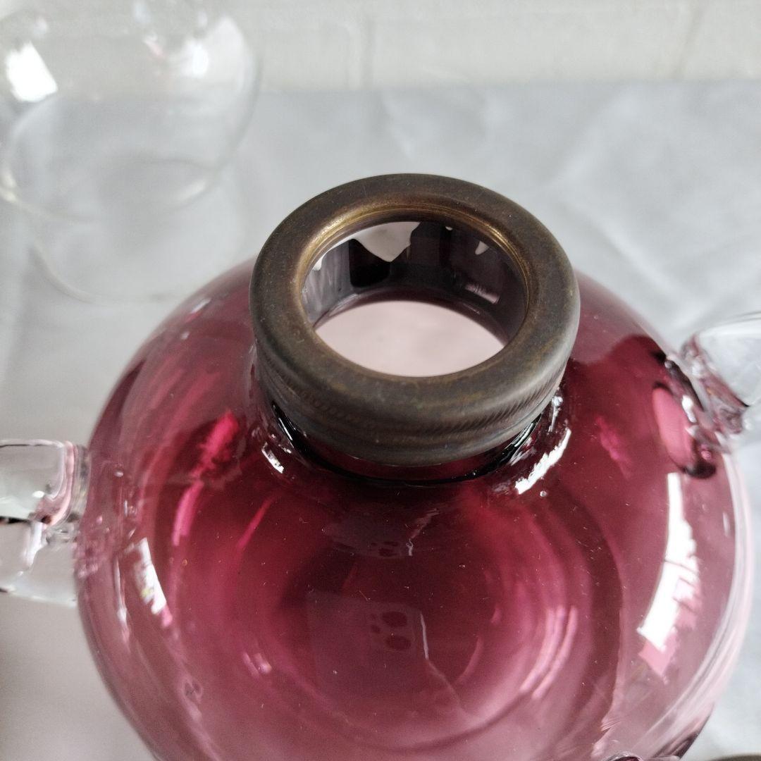 北一硝子　オイルランプ　パープルグラデーション　ひまわり