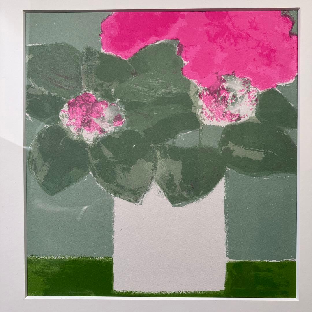 リトグラフ版画　ベルナール•カトラン「アジサイ」