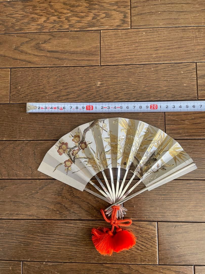 武比古作 純銀製の扇子の置物