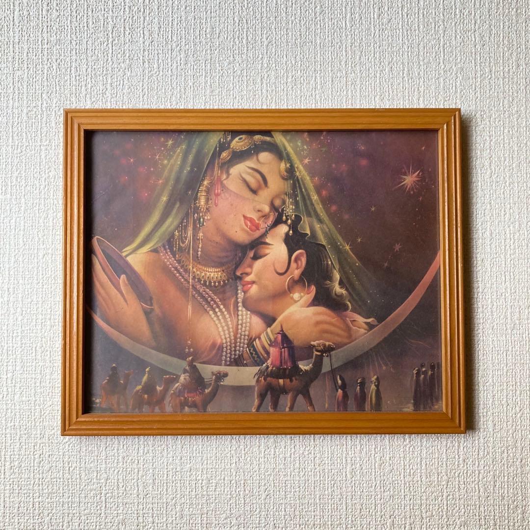 ラーダ　クリシュナ　額縁付　ビンテージポスター