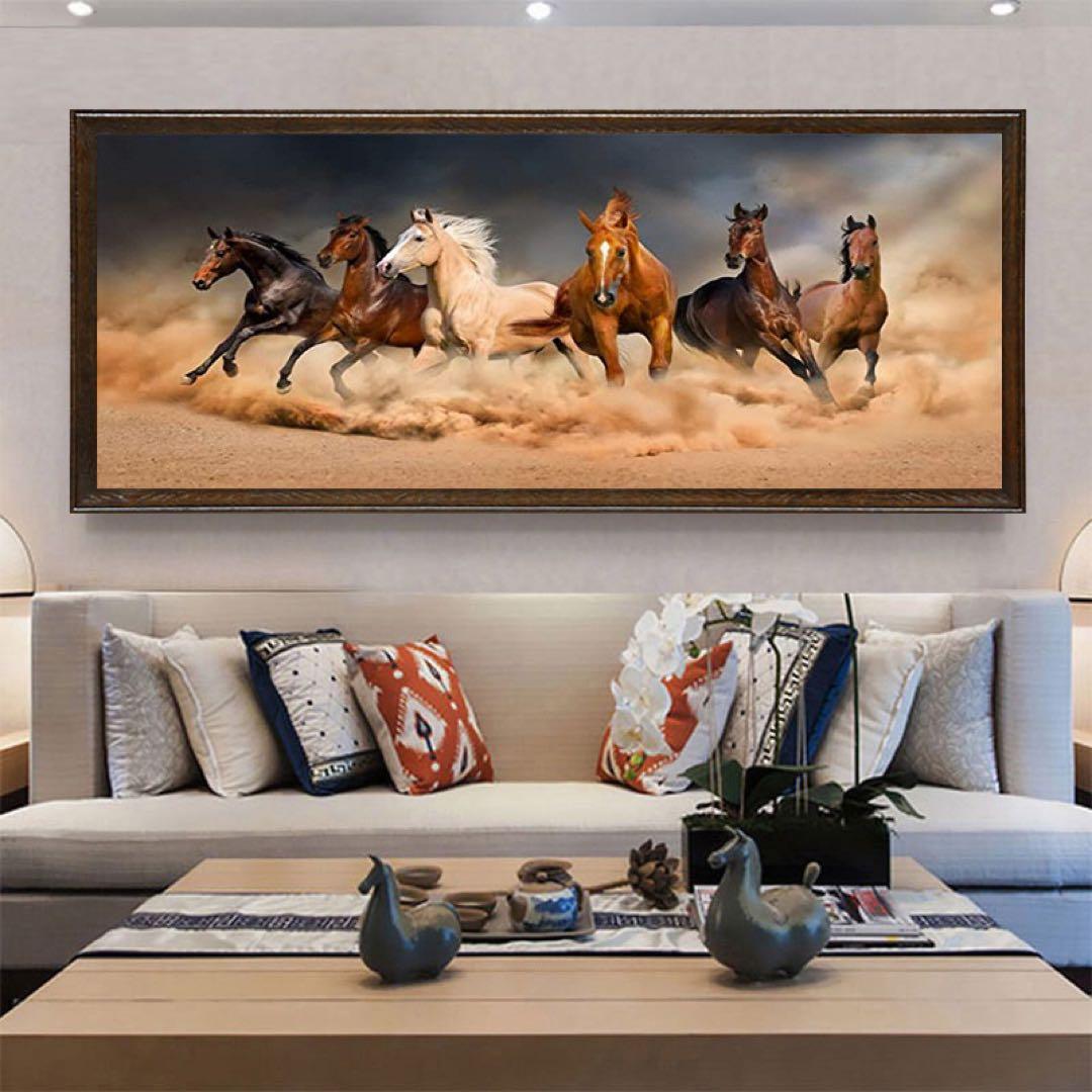 馬 絵画 額縁付き 大型アート 壁掛け 風水 開運 インテリア ギフト