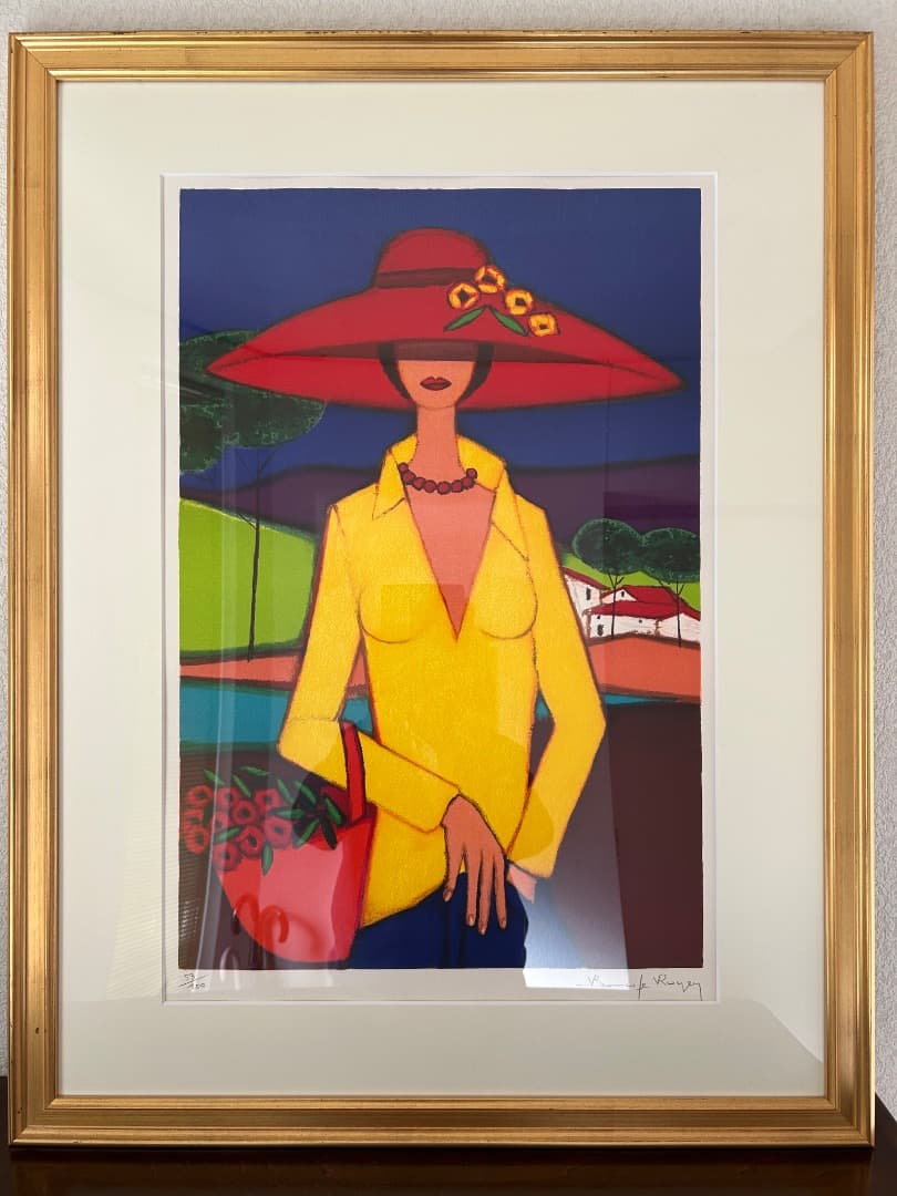 ロジェ・ボナフェ『赤い買物かご』(リトグラフ)