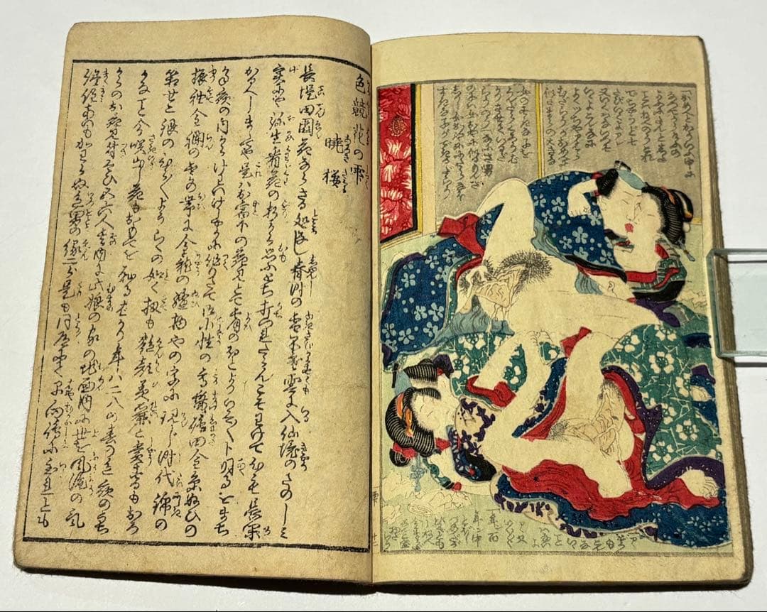 「色競花の雫」恋川笑山 明治期刊 彩色木版画 1冊|艶本 春画 浮世絵 和本