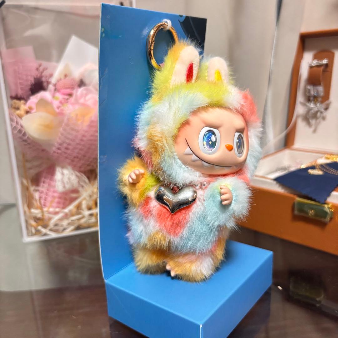 zimomo ジモモ ラブブ カスタム レインボー ふわふわ ストラップ付き