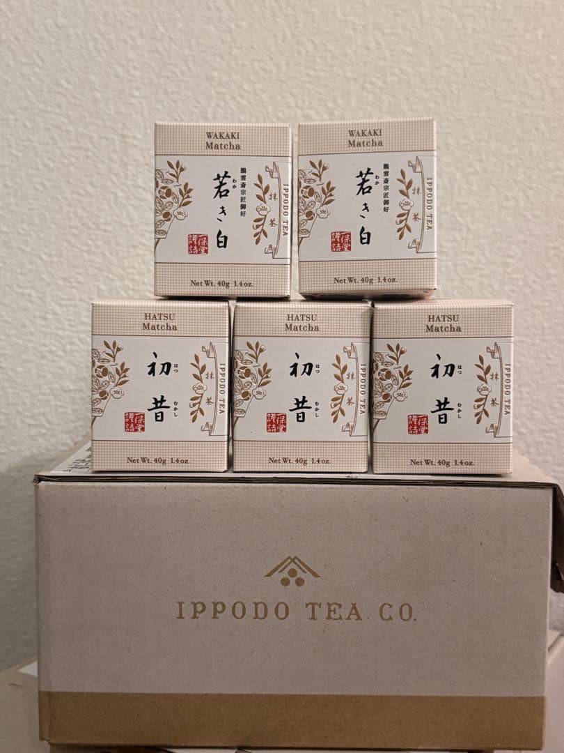 IPPODO 一保堂茶舗　初の昔3個　若きの白2個　抹茶 40g×5個セット
