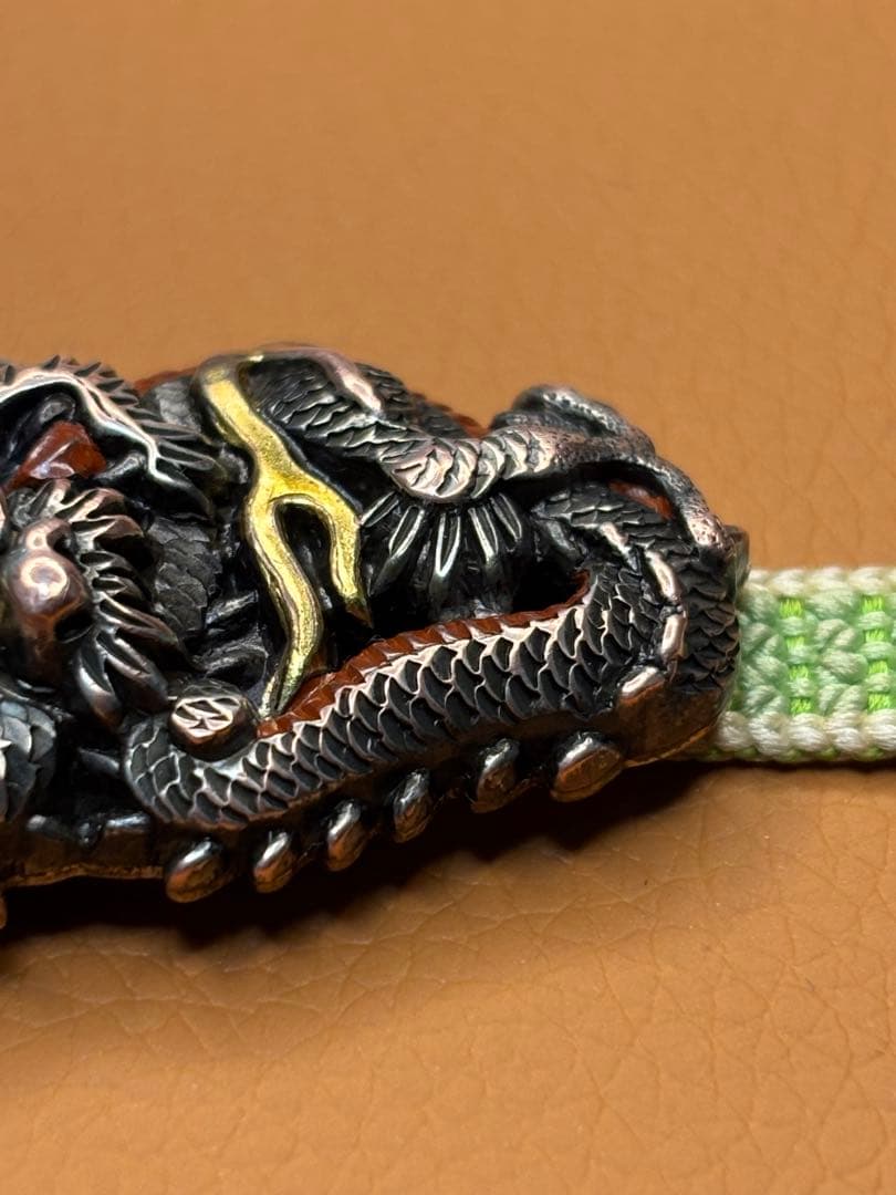 時代物　金工 彫金　 龍の帯留め　アンティーク　着物　紐付き　工芸