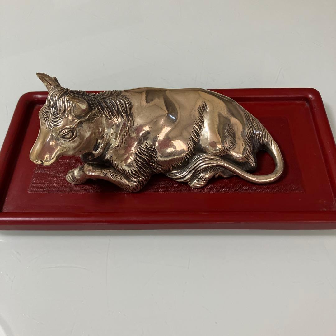 高村光雲 座牛 洋銀 置物 アンティーク