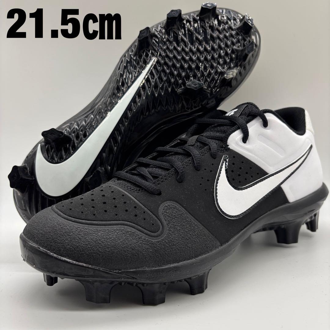 NIKE 野球 スパイク ポイント ホワイト ブラック 白 黒 21.5㎝ 少年