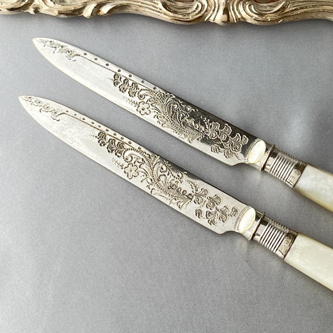 【James Deakin & Sons 】【純銀継手 / 白蝶貝】ティーナイフ