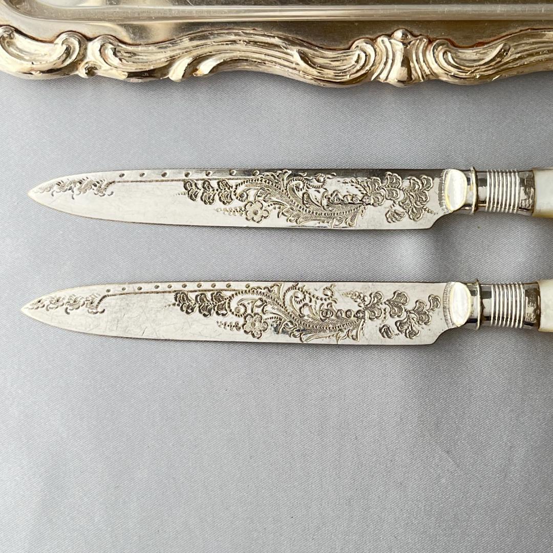 【James Deakin & Sons 】【純銀継手 / 白蝶貝】ティーナイフ