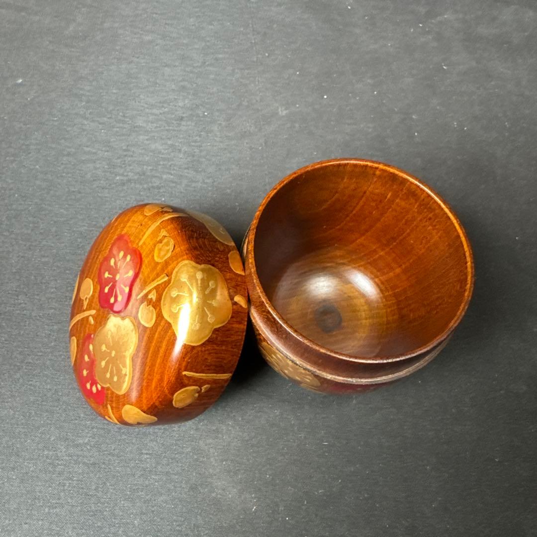 J18 送料無料　棗　木地中棗　梅　華遙　茶道具　漆芸　共箱　茶道