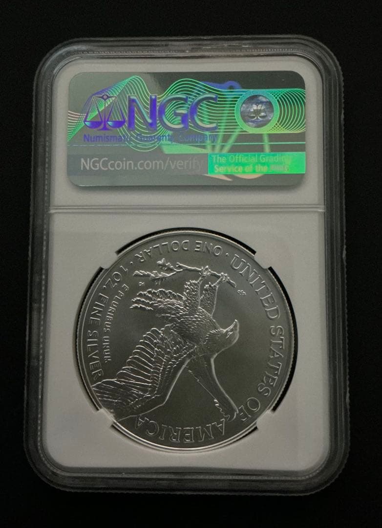 2023年 シルバーイーグル銀貨 最高鑑定MS70 初日発行 サインラベル