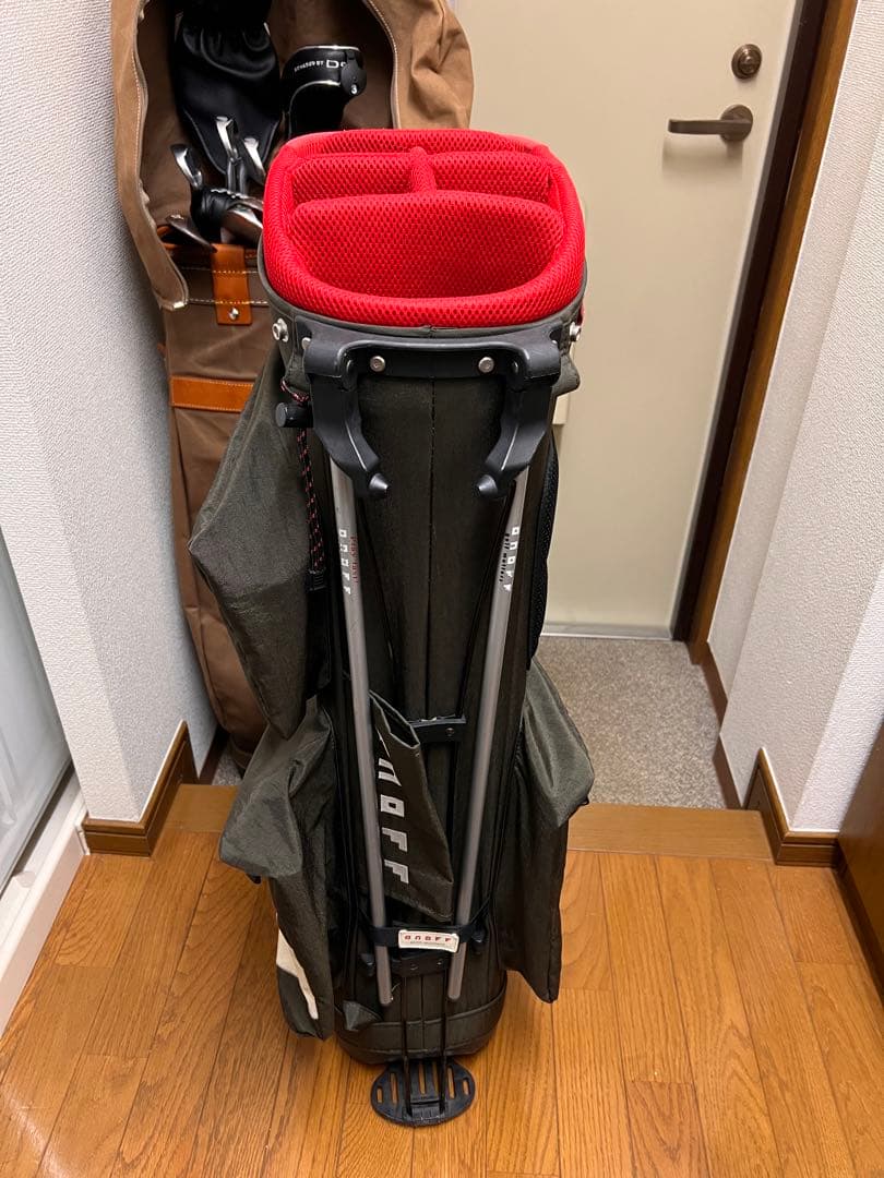 【美品】ONOFF キャディバッグ ダークグレー 赤 カバー付き
