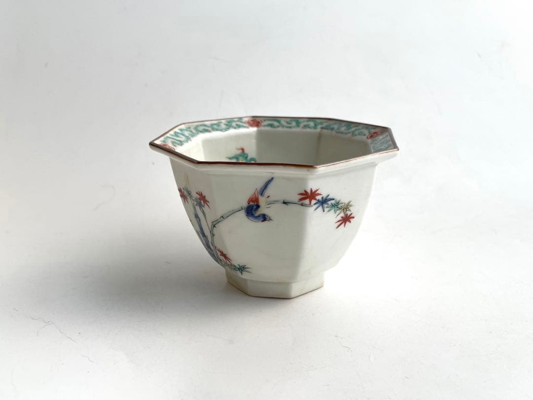 骨董　アンティーク　柿右衛門　竹に雀　八角　小鉢　向付　蕎麦猪口　カップ