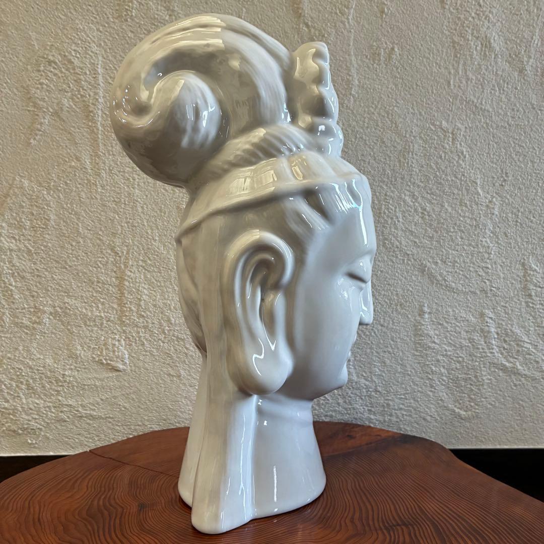 ✴︎ヴィンテージ✴︎古美術　台湾製　白磁　観音様　仏頭　高さ約33cm