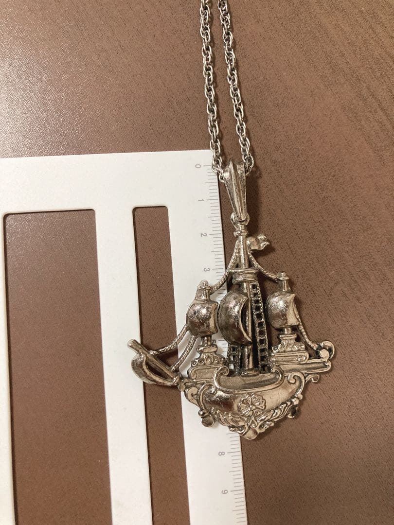 アンティーク シルバーネックレス 帆船 鎖チェーン 希少 ヴィンテージ品