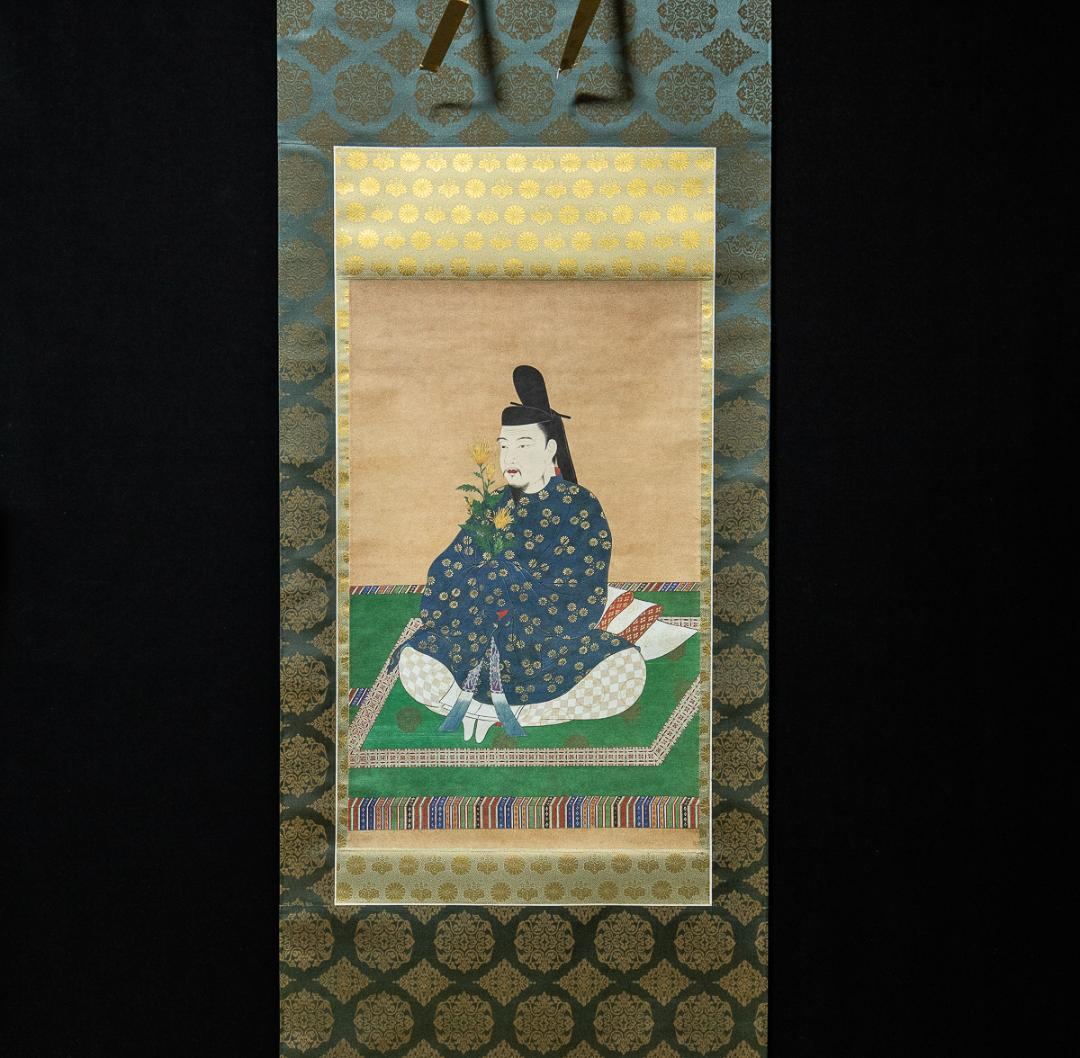 掛軸-1385　嵯峨天皇宸影　印刷工芸作品　大覚寺