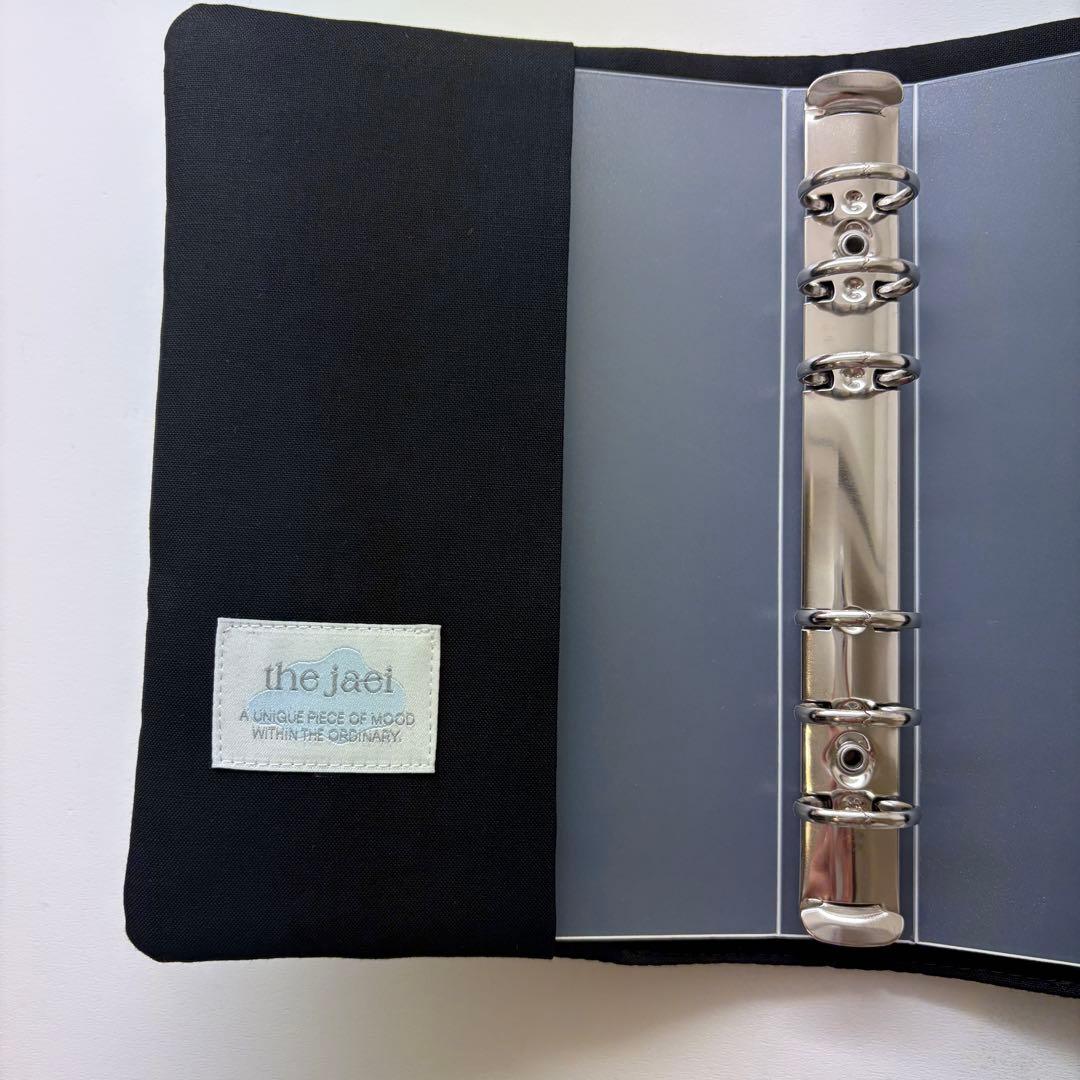 バインダーカバー　ブラック　シンプル　A6 韓国　貯金