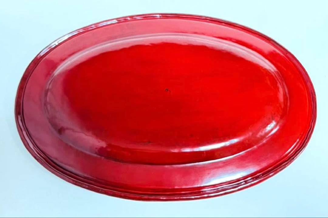 新品未使用　作家もの　楕円型　漆器盆