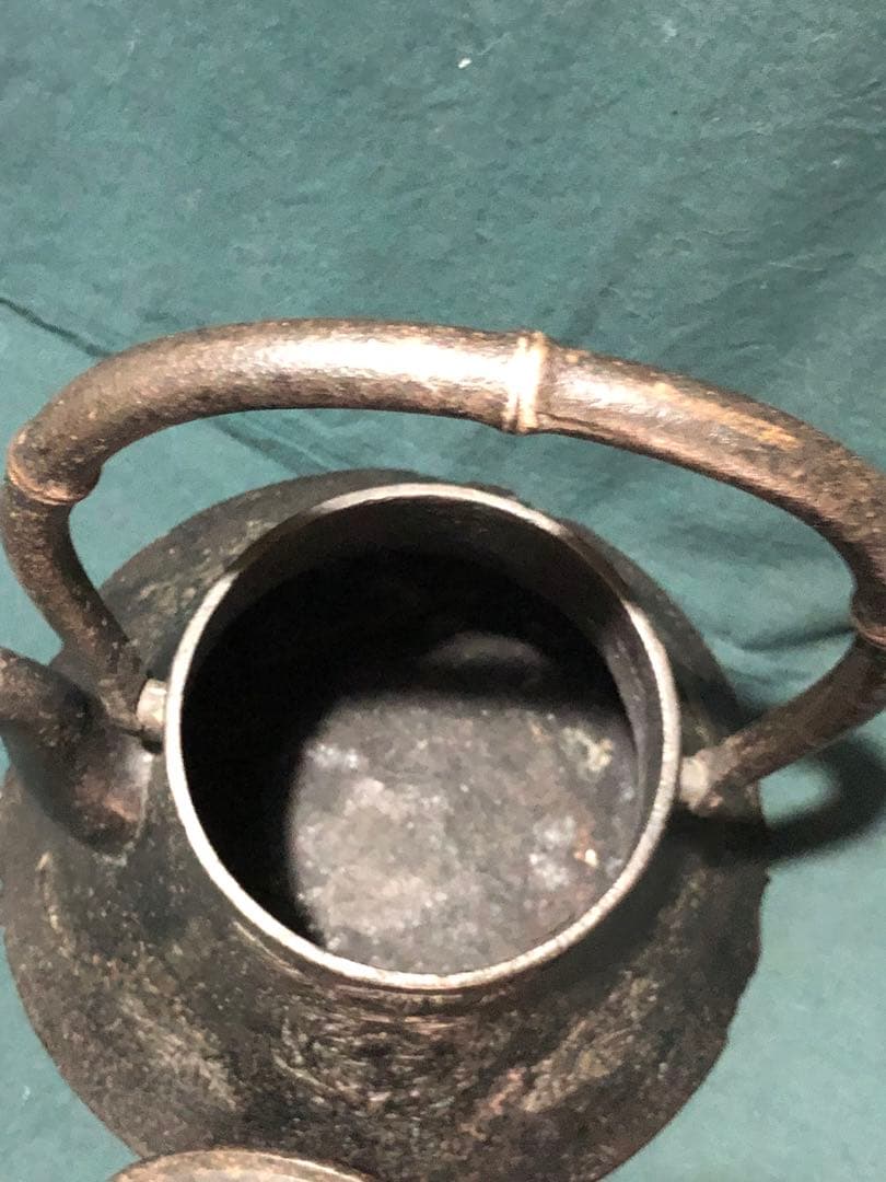 南部鉄瓶　南部鉄器　象嵌　富士釜　茶道具　時代鉄瓶　インテリア