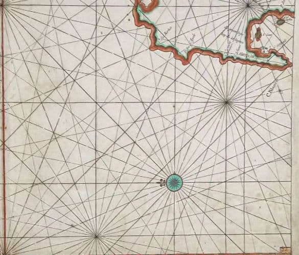 額装品　17世紀　J. ヴァン クーレン作　「西サハラの海岸線」　海図　大型作品