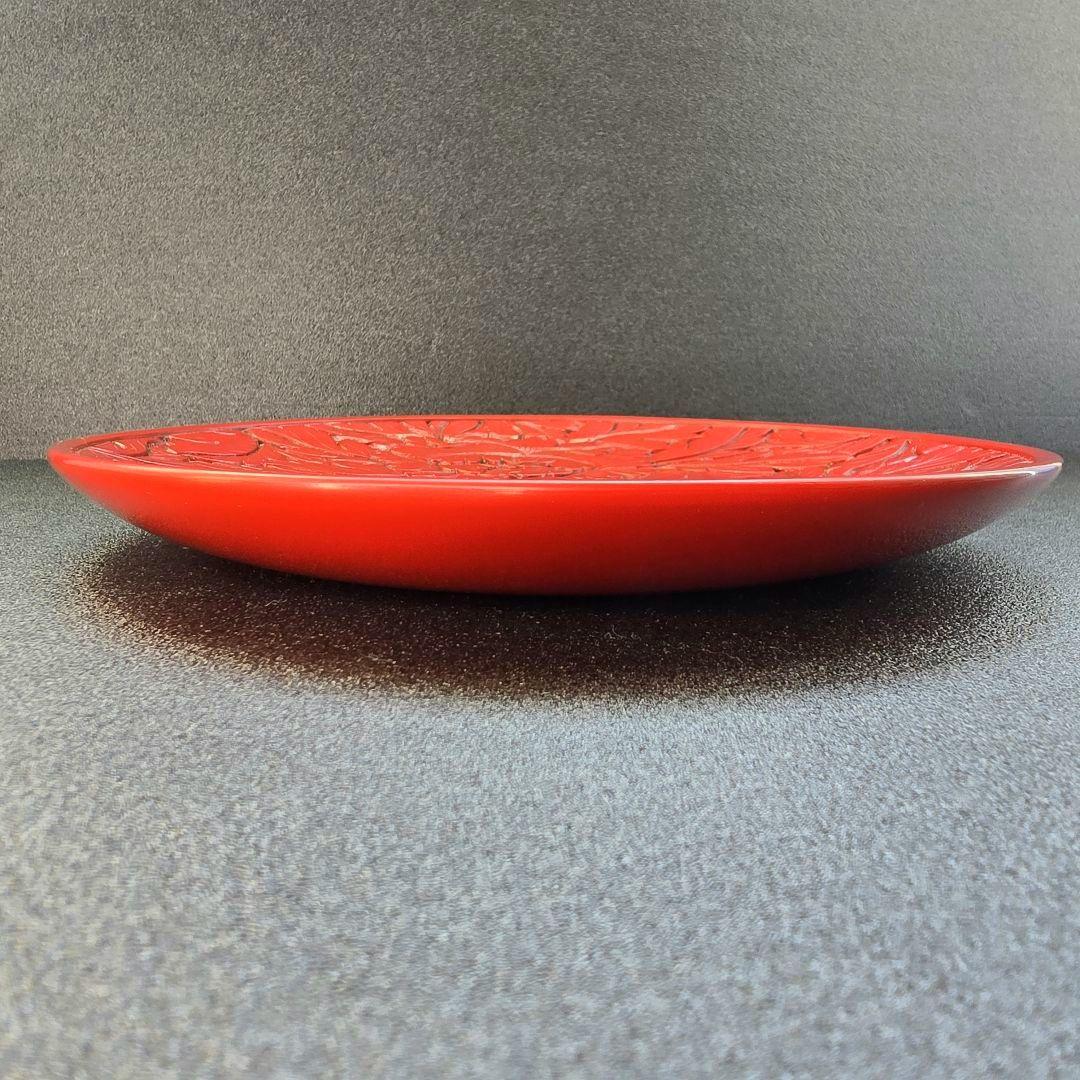 村上木彫堆朱 飾り皿 牡丹唐草 漆器 うるし塗り 漆 天然木 伝統工芸品