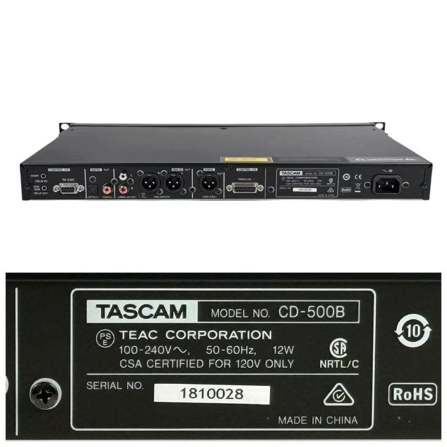 ◆優良美品◆ TASCAM CDプレーヤー 業務用1U CD-500B