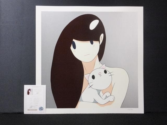 現代アート天野タケル サイン入COA付『Venus with cat』1205F