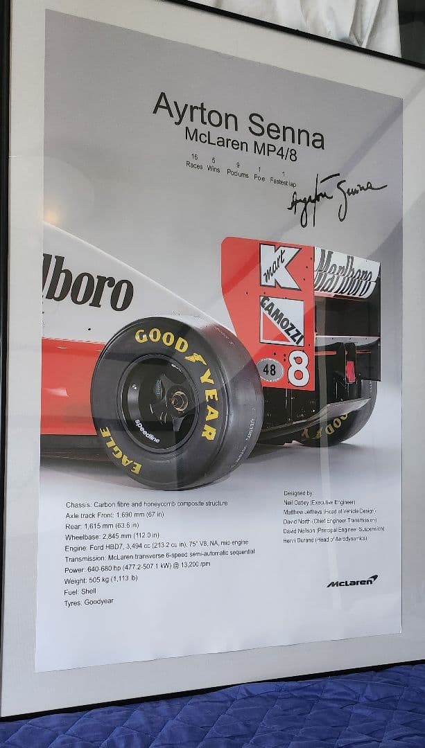 Ayrton Senna McLaren MP4/8 ポスター