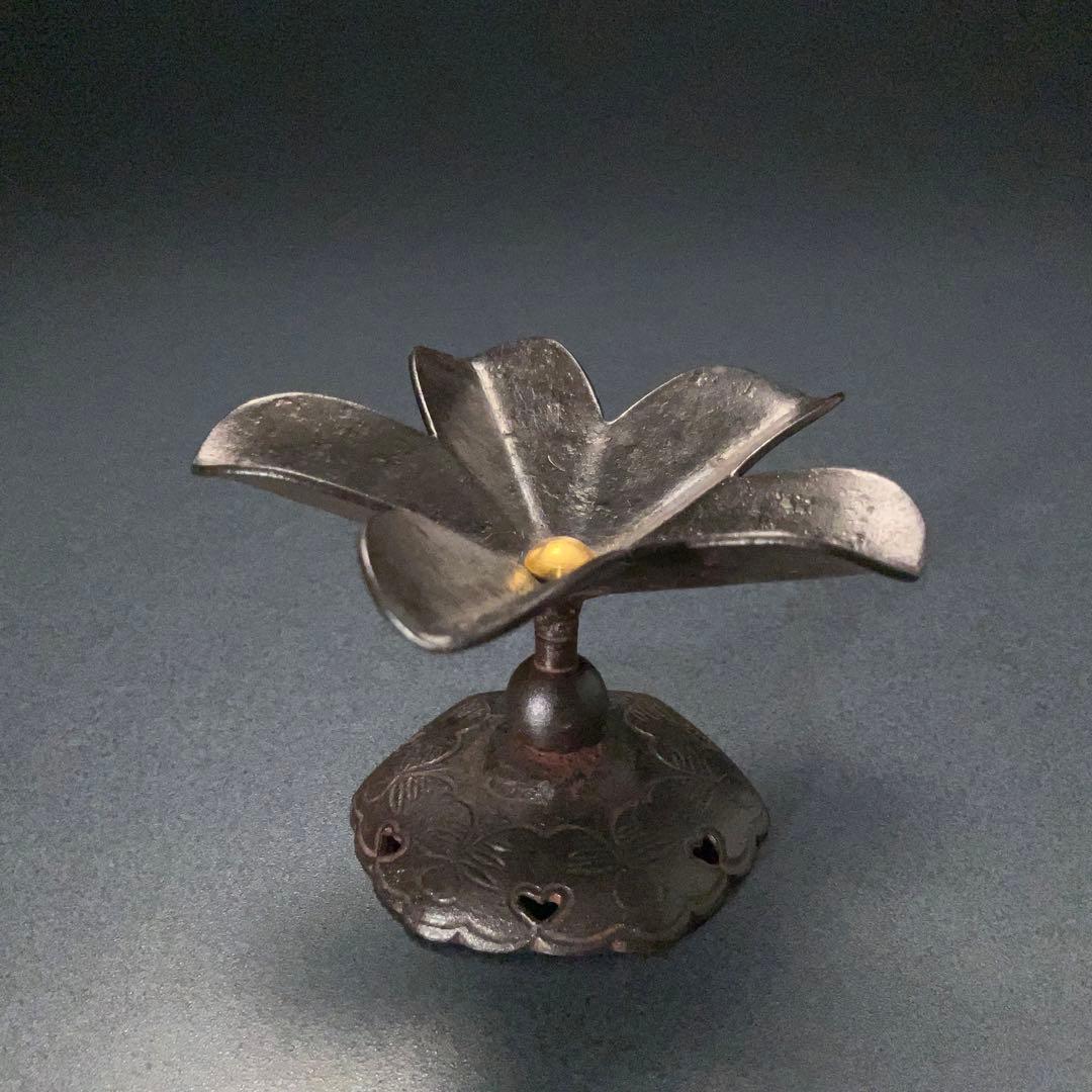 【茶道具】蓋置　鉄つくば根　高井陵雲　共箱　6R1227ダW