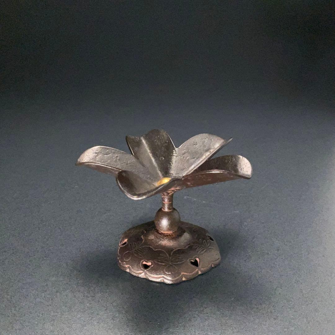 【茶道具】蓋置　鉄つくば根　高井陵雲　共箱　6R1227ダW