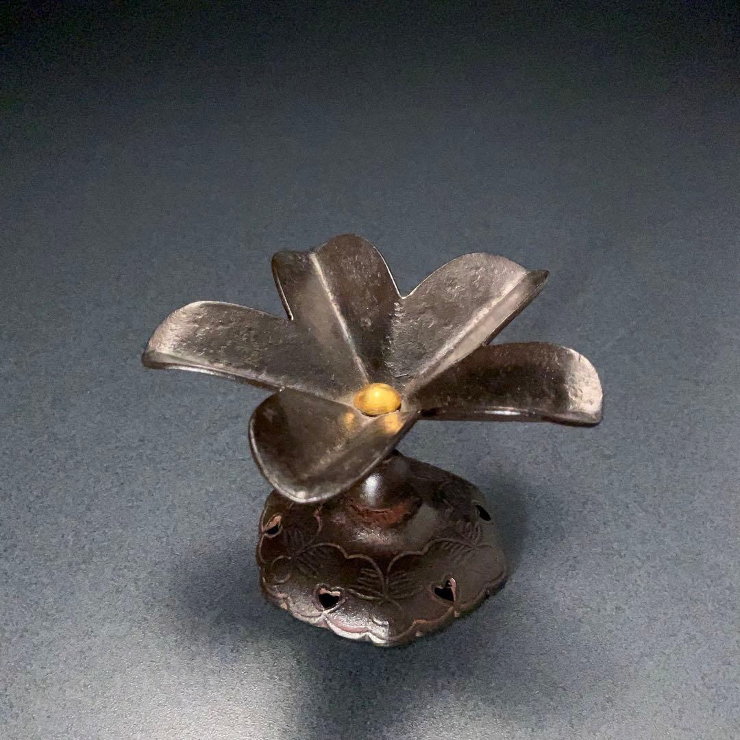 【茶道具】蓋置　鉄つくば根　高井陵雲　共箱　6R1227ダW