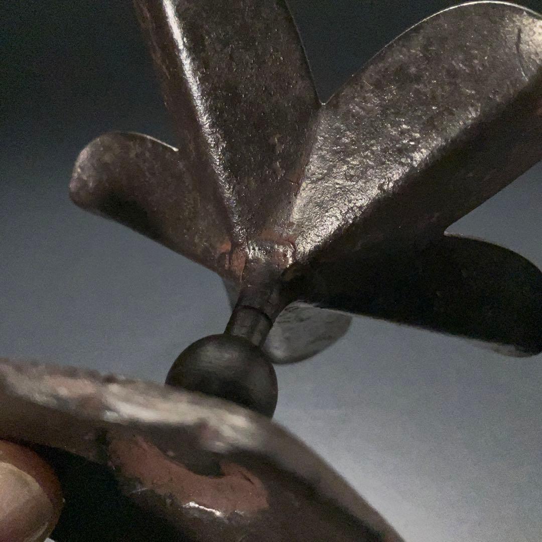 【茶道具】蓋置　鉄つくば根　高井陵雲　共箱　6R1227ダW