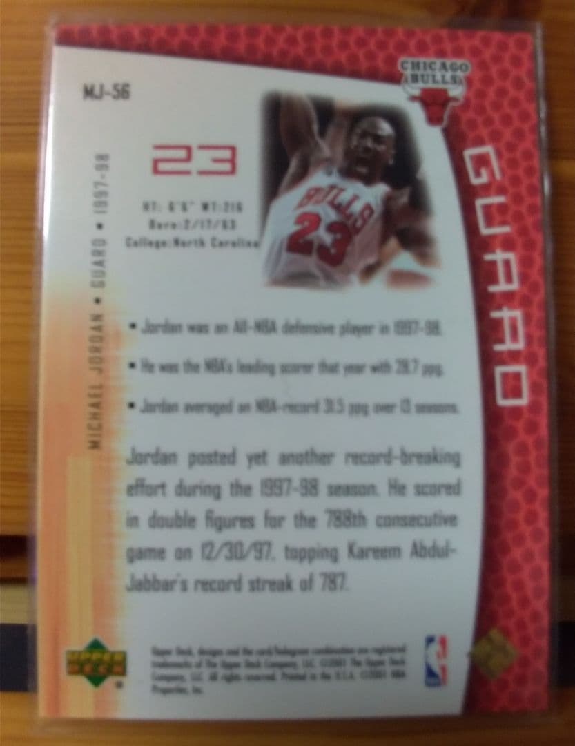 23枚限定　激レア　マイケルジョーダンカードUpperdeck 23KARAT