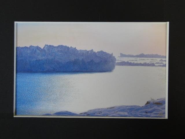 三谷祐資、【グリーンランド氷山】、希少な画集画、新品高級額・額装付