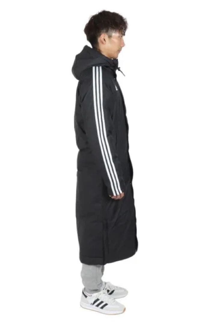 L ☆新品☆ アディダス ベンチコート ボア 防寒 防風 ロング丈　ブラック