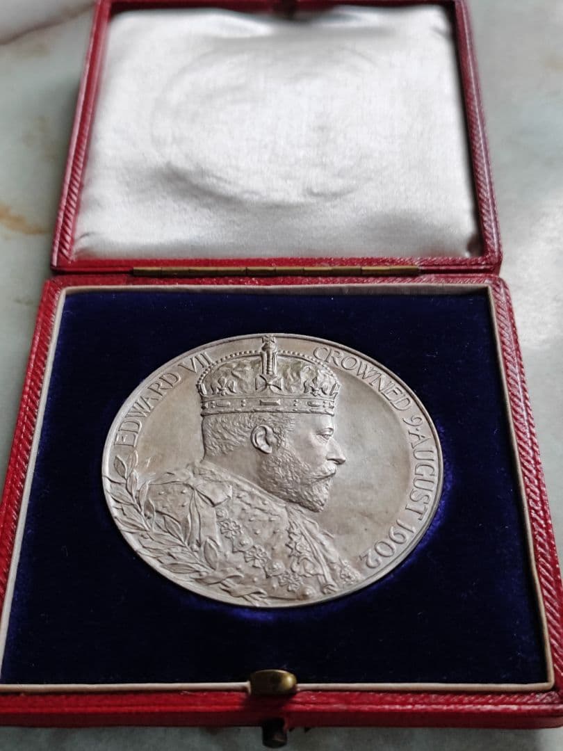 希少シルバー1902 イギリス エドワード アレクサンドラ 銀 メダル