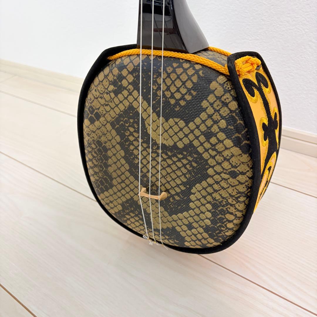 美品 三味線 蛇皮合皮