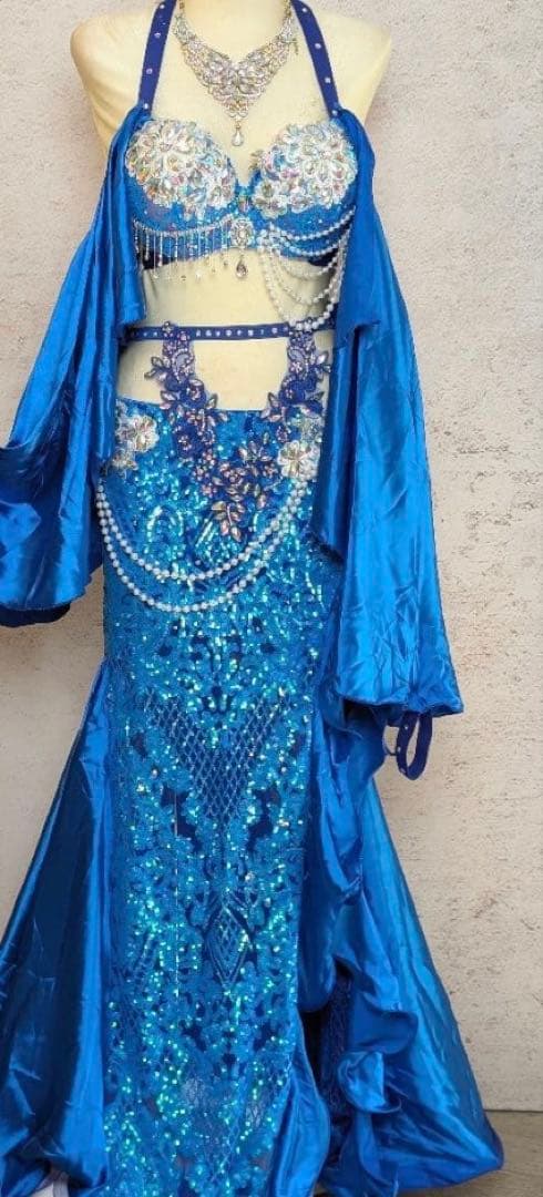 ベリーダンス 衣装 ブルー オリエンタル