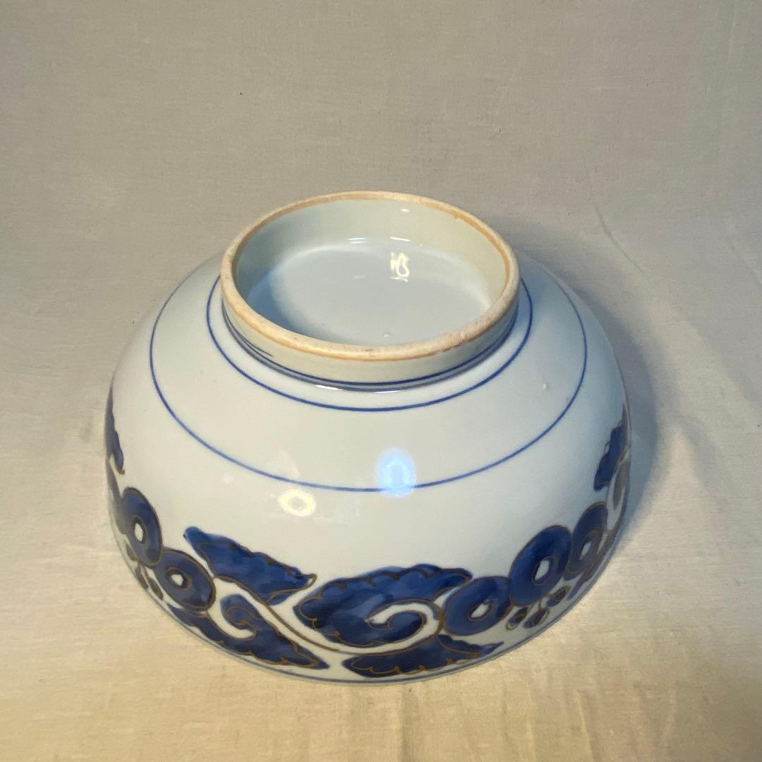 伊万里　古伊万里　大鉢　花鳥の図　染付　金彩