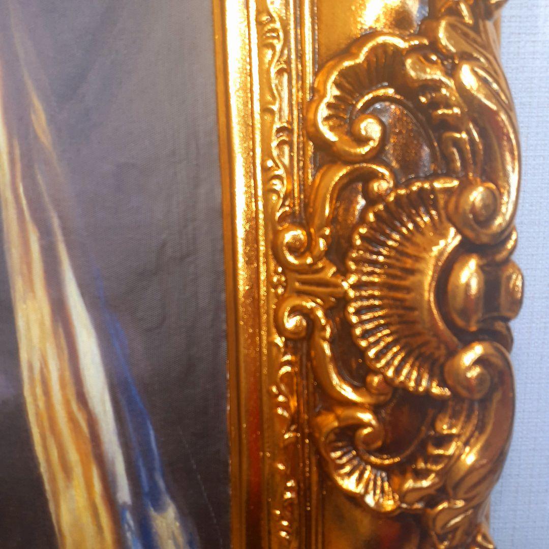 フェルメール作品　絵画　『真珠の耳飾りの少女』　良質キャンパス　豪華　金箔額縁付