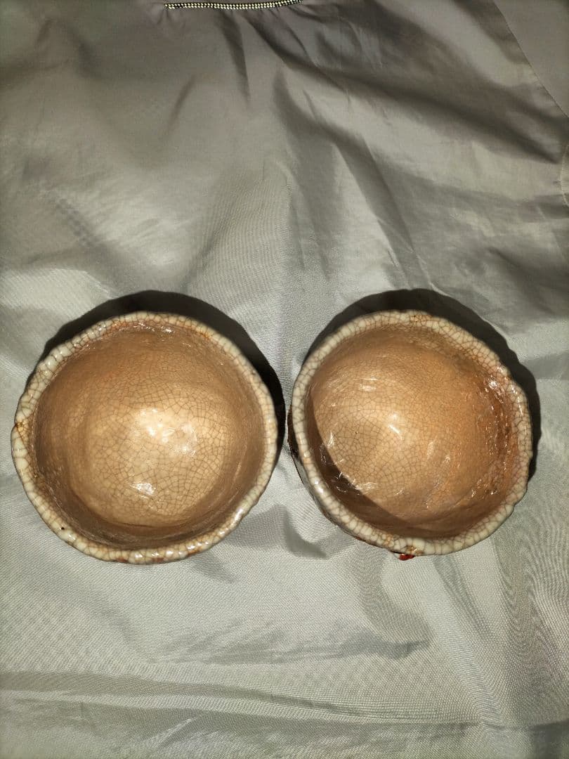 夫婦湯呑み　楽山焼き