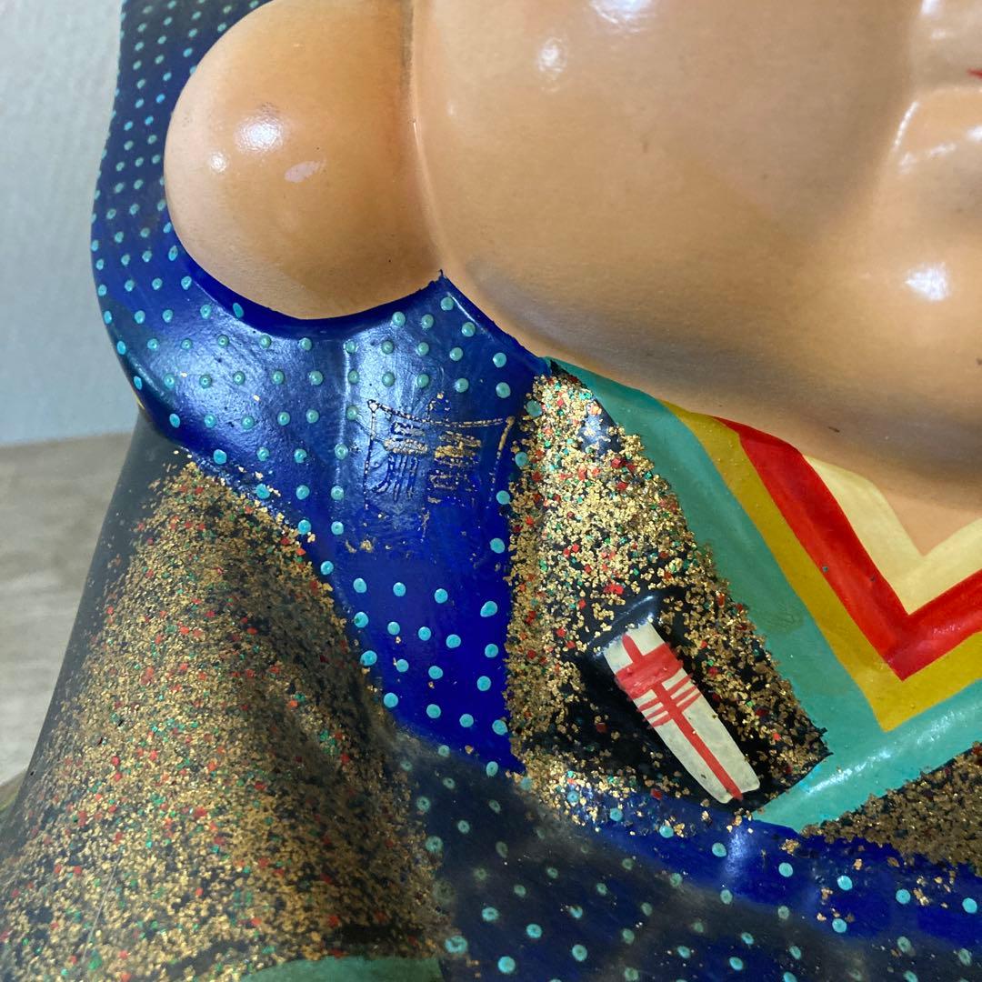 時代福助人形　縁起　手描き　招福置物　珍品〈検 招き猫　こけし　七福神　常滑焼