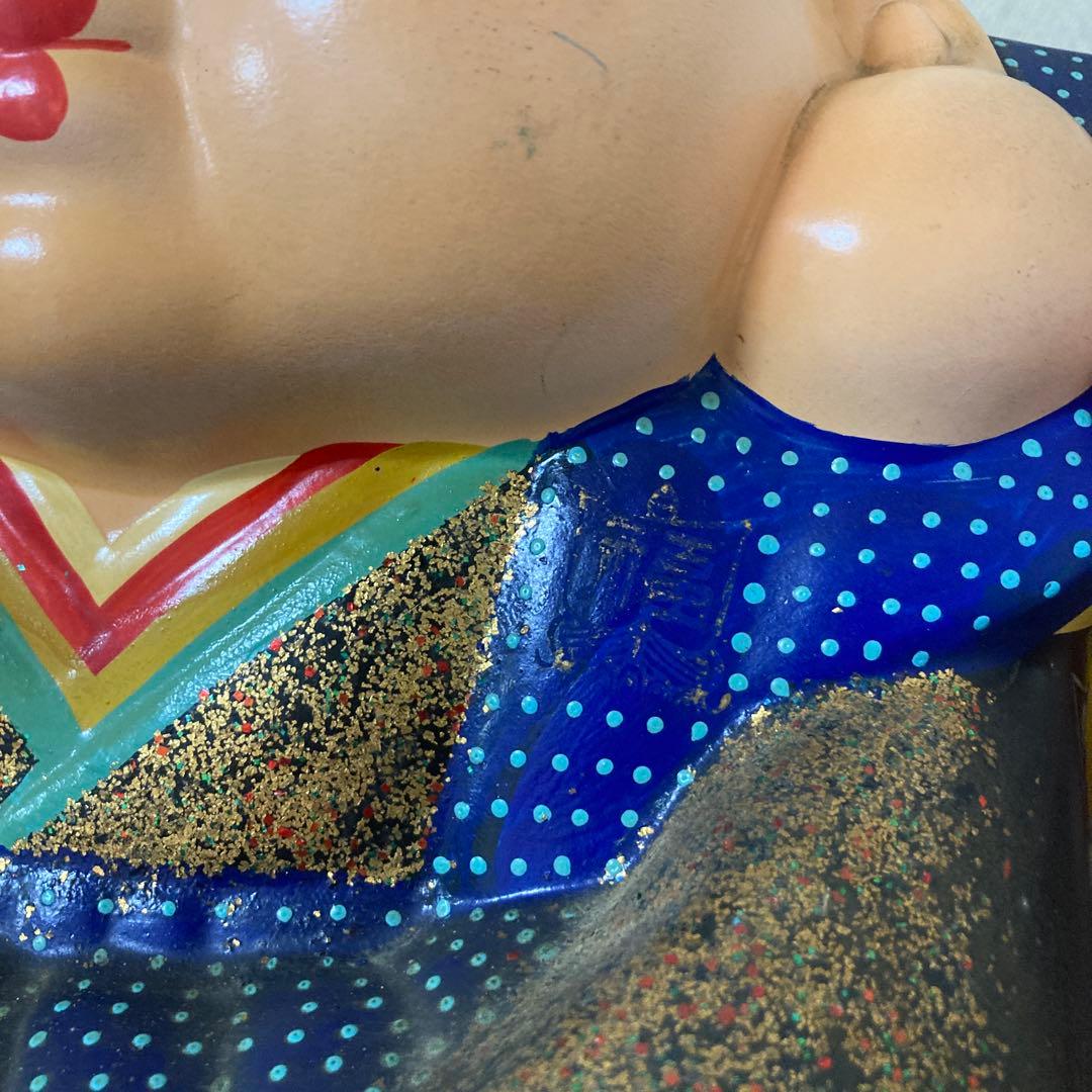 時代福助人形　縁起　手描き　招福置物　珍品〈検 招き猫　こけし　七福神　常滑焼